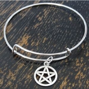 Silver Pentagram Bangle Bracelet